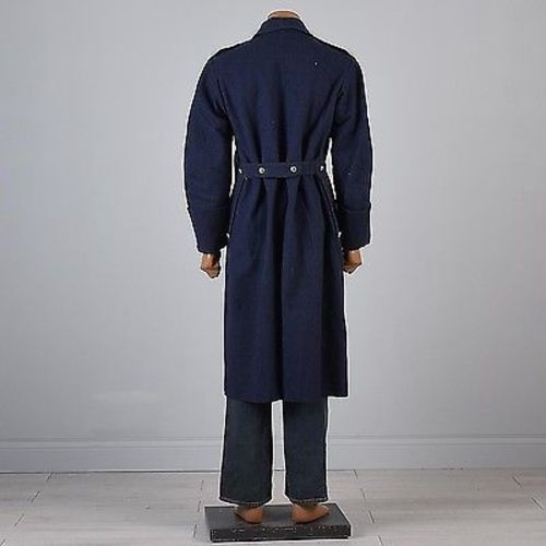 1911 Men's Navy Blue Wool Winter Military Overcoat, Double Breasted