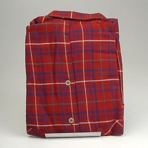 1940s Mens Deadstock Red and Blue Plaid Shirt
