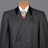 1950s Men's Gray Wool Coat with Velvet Collar