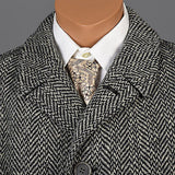 1950 Men's Irish Tweed Overcoat in Black & White Herringbone
