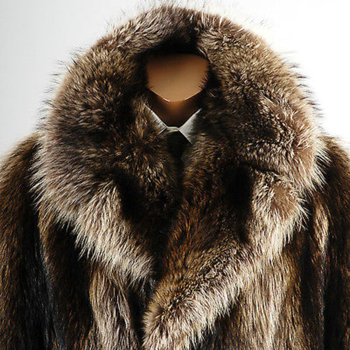 1970s Luxurious Men's Raccoon Fur Coat Thick Shiny & Soft