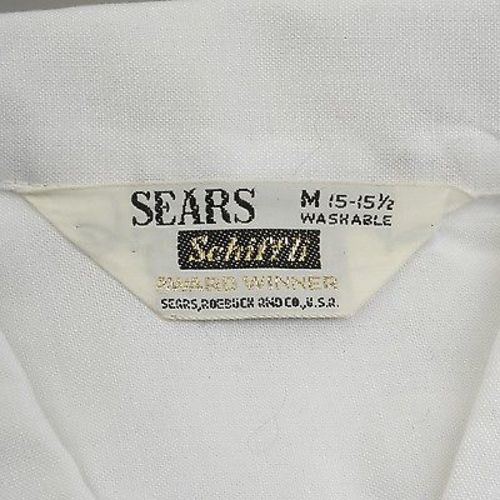 1950s Mens Deadstock White Shirt with Embroidered Birds