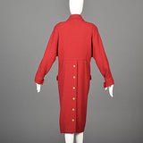 1980s Chanel Boutique Bright Red Silk & Wool Coat