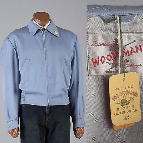 Deadstock 1950s Baby Blue Gabardine Ricky Jacket