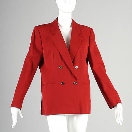 1980s Bright Red Burberry Boyfriend Blazer