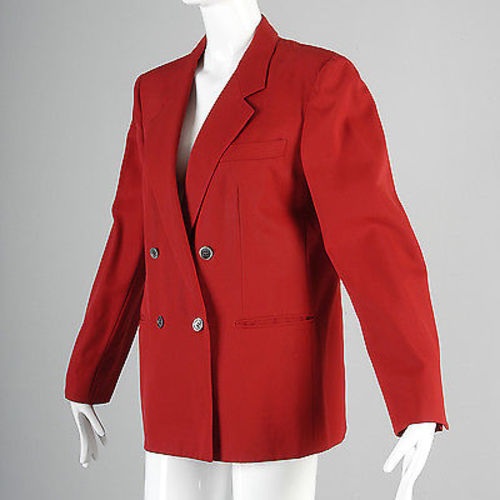 1980s Bright Red Burberry Boyfriend Blazer