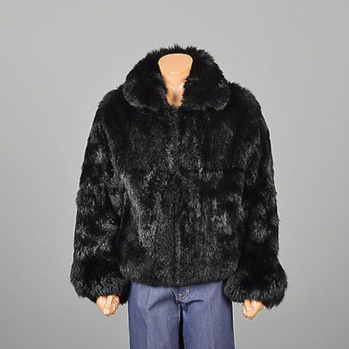 Men's Reversible Black Leather & Australian Possum Fur Coat