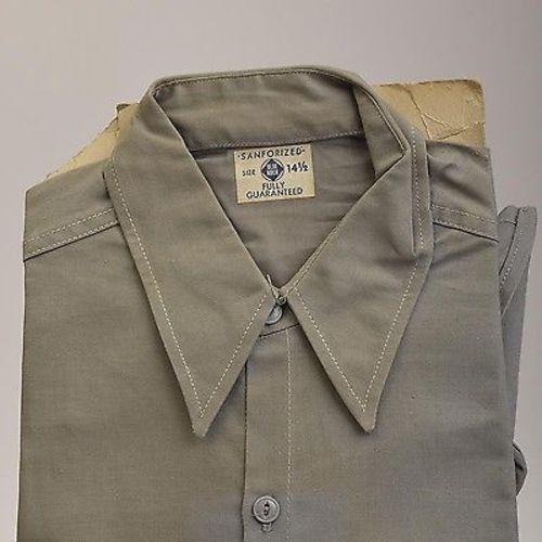 1940s Mens Deadstock Gray Sanforized Work Shirt