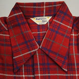 1940s Mens Deadstock Red and Blue Plaid Shirt