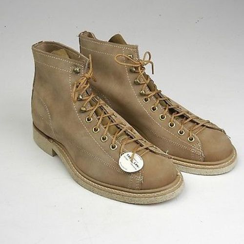 Deadstock 1960s Men's Tan Leather Monkey Boots Workwear