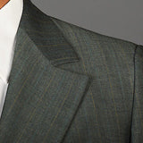 1970s Mens Two Piece Suit in Green Sharkskin
