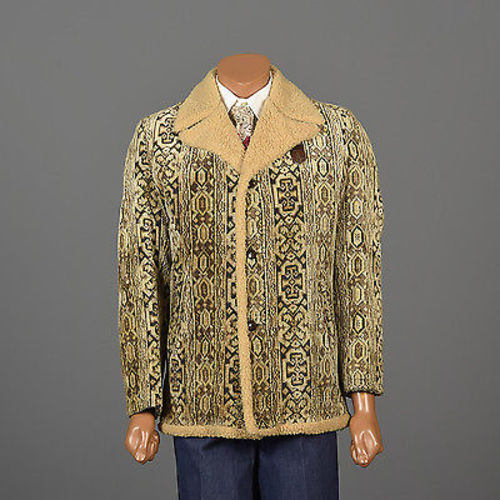 1970s Men's Bohemian Tapestry Carpet Coat