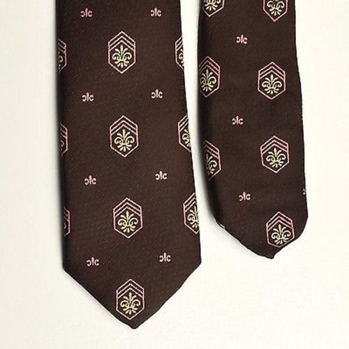 1950s Silk Brown Pink Crest Necktie