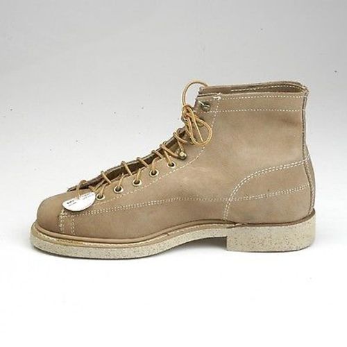 1960s Mens Tan Leather Split Hide Work Boots