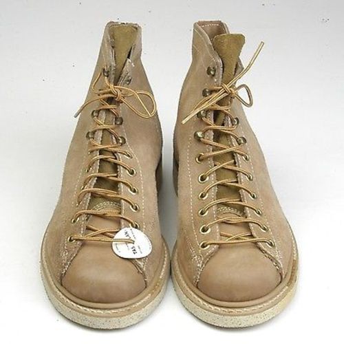 1960s Mens Tan Leather Split Hide Work Boots