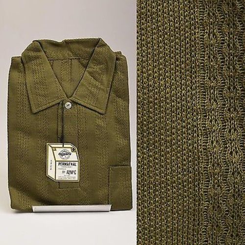 1950s Mens Deadstock Olive Green Pull Over Shirt