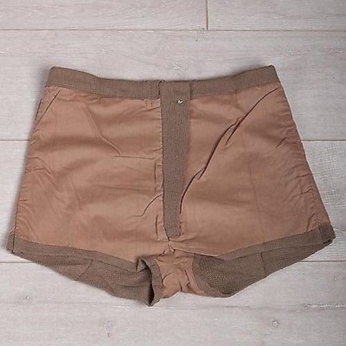 Size 36 Mens NOS VTG 60s Mod Tan Khaki Cotton Knit Mini Short Shorts High Rise