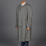 1950 Men's Irish Tweed Overcoat in Black & White Herringbone