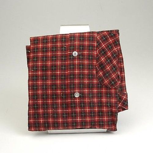 1950s Mens Deadstock Red Plaid Flannel Shirt