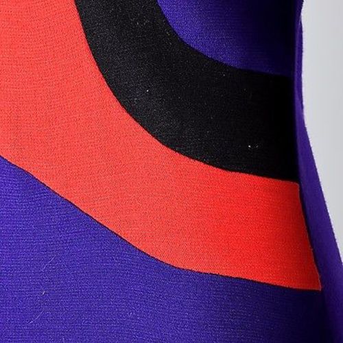 1960s Iconic Space Age Mod Long Sleeve Maxi Dress in Bright Purple Knit
