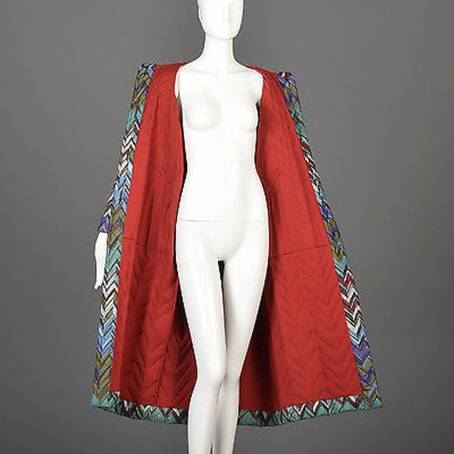 Missoni Colorful Print Oversized Quilted Rain Coat with Hood