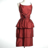 1960s Orange Cocktail Dress with Ruffle Skirt