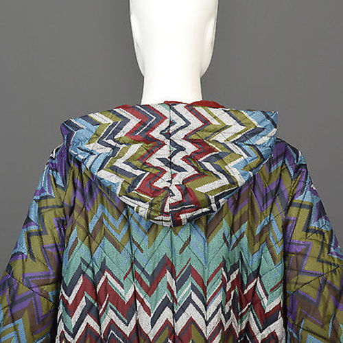 Missoni Colorful Print Oversized Quilted Rain Coat with Hood