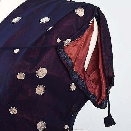1950s Novelty Print Chiffon Dress Navy Blue with Globes