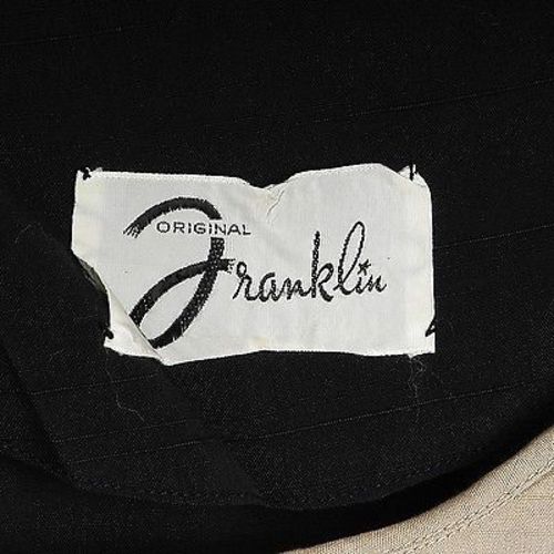 1950s Tan and Black Wiggle Dress with Rhinestone Applique