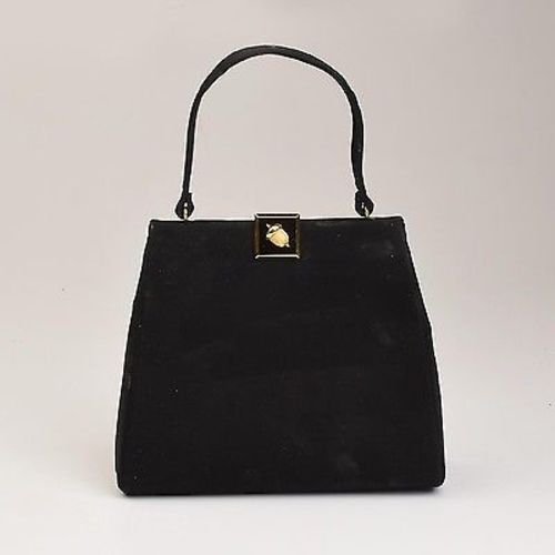 1950s Black Peeptoe Shoes with Matching Purse