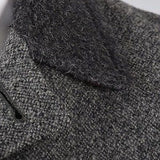 1960s Men's Charcoal Gray Tweed Overcoat Lined in Red Plaid