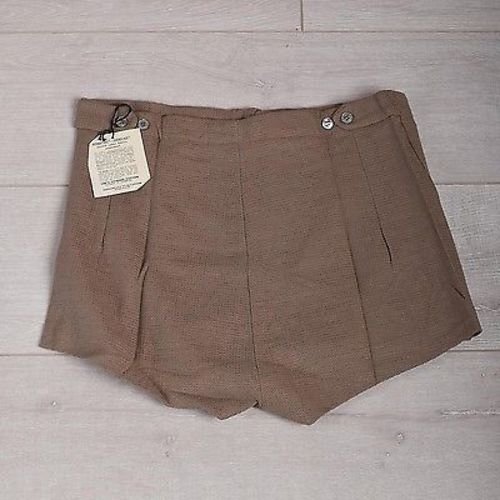 Size 36 Mens NOS VTG 60s Mod Tan Khaki Cotton Knit Mini Short Shorts High Rise