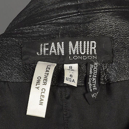 Avant Garde Jean Muir Black Leather Jacket with Bishop Sleeves