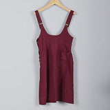 VTG 50s Maroon Jumper Dress Mid Century Overall Shoulder Straps Summer