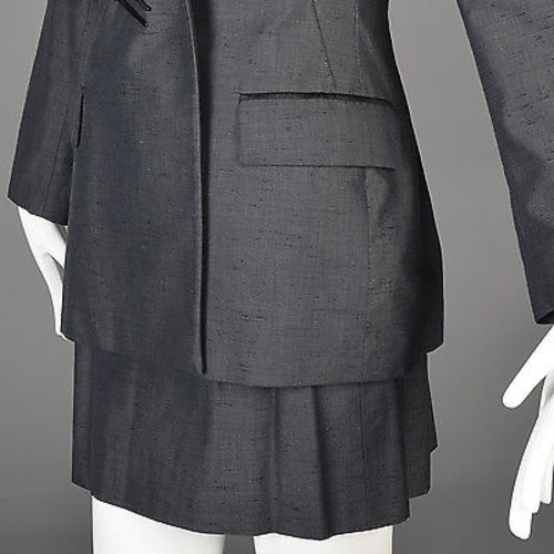 1990s Jean Paul Gaultier Classique Black Mini Skirt Suit with a Tuxedo Style Jacket