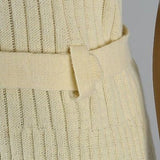 1970s Men's Mod Ribbed Knit Belted Sweater Vest in Cream
