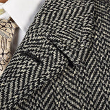 1950 Men's Irish Tweed Overcoat in Black & White Herringbone