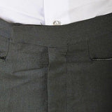 29x28 Deadstock 1960s Men's Green Sharkskin Pants with Leather Trim Pockets