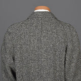 1950 Men's Irish Tweed Overcoat in Black & White Herringbone