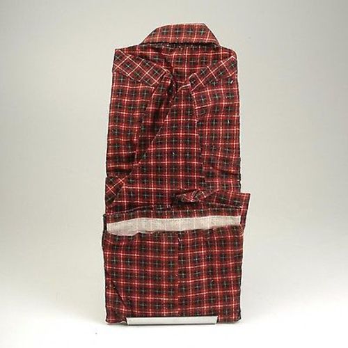 1950s Mens Deadstock Red Plaid Flannel Shirt