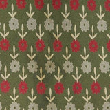 1950s Green Silk Floral Print Red Cream Gray Necktie