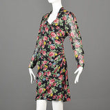1980s Emanuel Ungaro Parallele Rose Print Silk Cocktail Dress