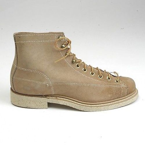 1960s Mens Tan Leather Split Hide Work Boots
