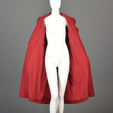 1980s Chanel Boutique Bright Red Silk & Wool Coat