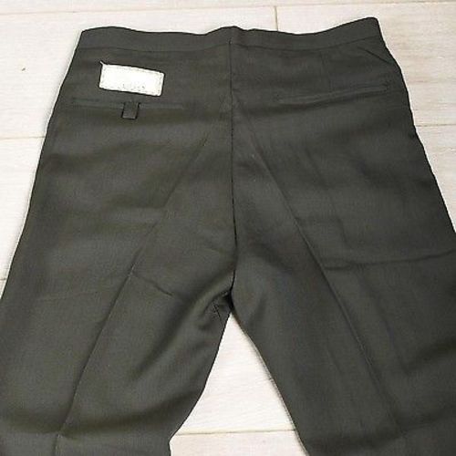 29x28 Deadstock 1960s Men's Green Sharkskin Pants with Leather Trim Pockets