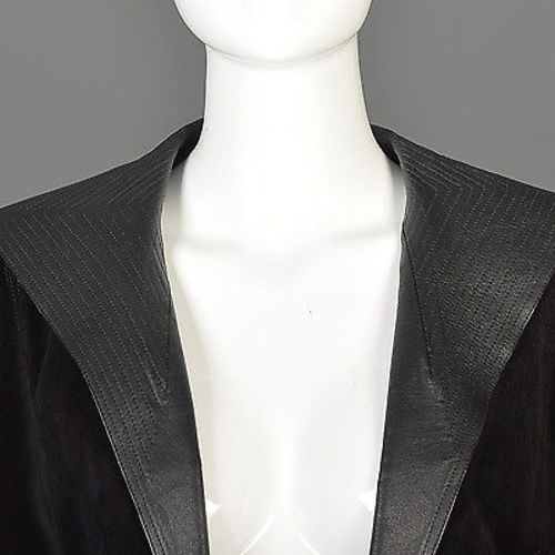 Avant Garde Jean Muir Black Leather Jacket with Bishop Sleeves