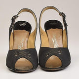 1950s Black Peep Toe and Purse Set