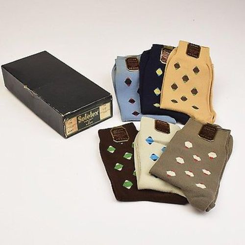 1940s Mens Deadstock Set of Six Pairs of Socks