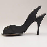 1950s Black Peep Toe and Purse Set