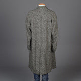 1950 Men's Irish Tweed Overcoat in Black & White Herringbone
